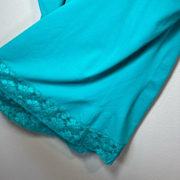 Lace Trim Cami Top Aqua Sleeveless Tank Top Whimsical Babydoll Aqua Womens Large - Picture 7 of 8